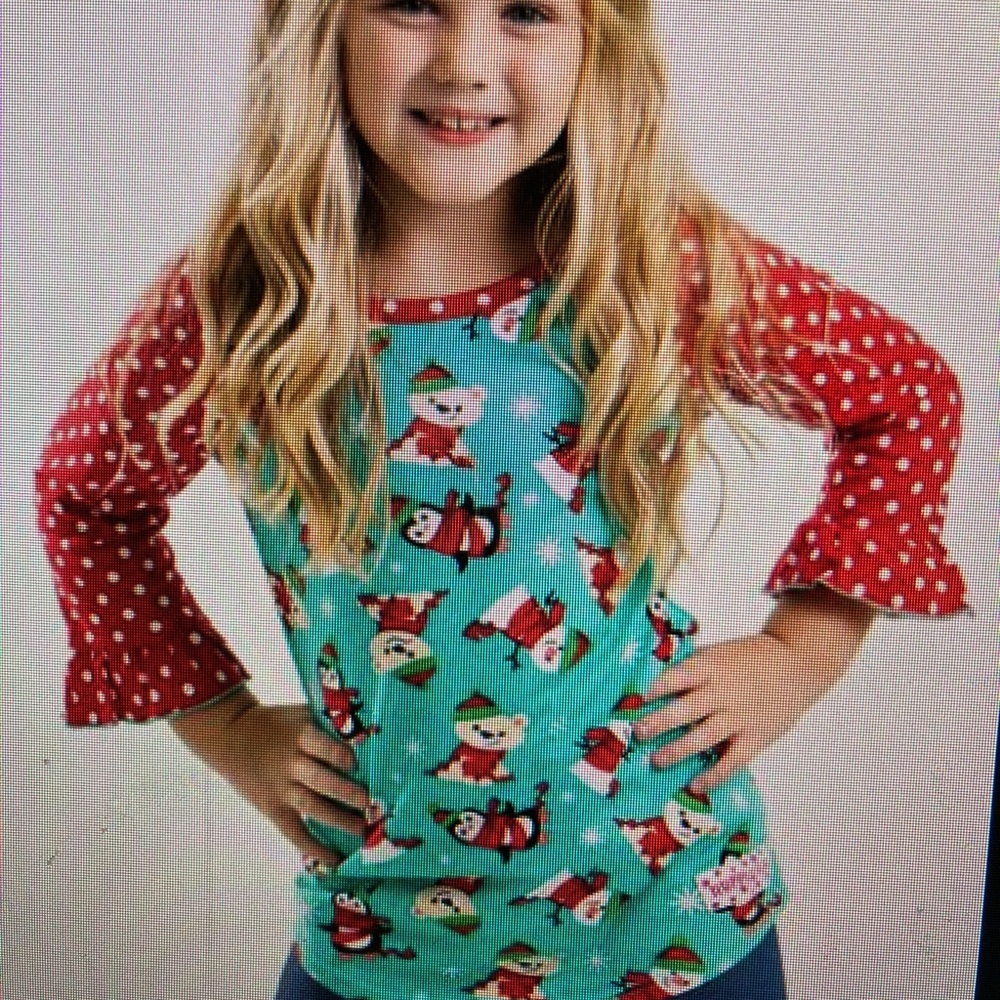 NWT Ruffle Girl Christmas Raglan size 4
